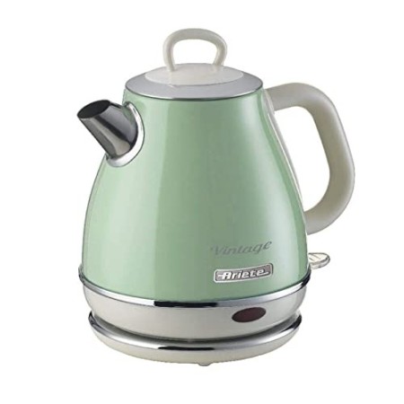 Ariete 2868 Vintage 1L Bollitore Elettrico di Design in Acciaio Inox per Infusi, Tè e Tisane, Sistema Autospegnimento, Impugnat