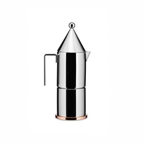 Alessi La Conica 90002/3 Caffettiera di Design, Acciaio, Inox, Fondo in Rame, 3 Unità