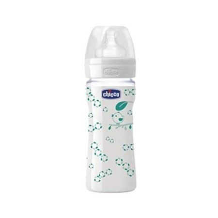 Chicco 00020721300000 Benessere Vetro Uni Biberon, Silicone, Flusso Regolare, 240 ml, Verde