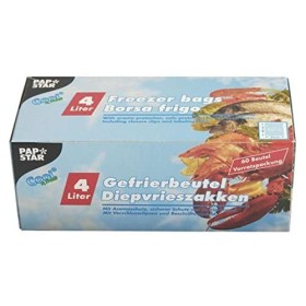 Papstar 14161, 60 sacchetti frigo per alimenti congelati, 4 litri, 40 x 25 centimetro, trasparente, in scatola