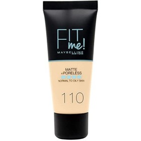Maybelline New York Fondotinta Coprente Opacizzante Fit Me Matte & Poreless, Colore Uniforme, Pori Minimizzati, 110 Porcelain