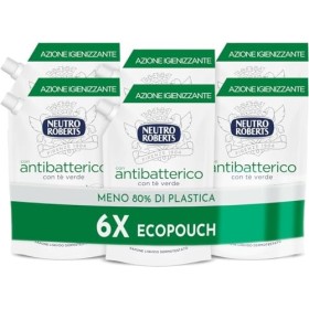 Neutro Roberts Sapone Liquido Ecopouch Antibatterico, 6 Pezzi x 400 ml