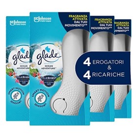 Glade Sense&Spray, Profumatori per Ambienti, Fragranza Ocean Adventure, 4 Erogatori e 4 Ricariche