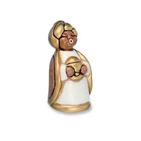 THUN® - Re Magio Melchiorre con Oro - Versione Bianca - Statuine Presepe Classico - Ceramica - I Classici