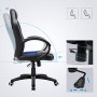 Songmics Poltrona Girevole Direzionale Ergonomica Da Ufficio, Finta_Pelle, Altezza Totale: 107-117 cm, Blu