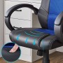 Songmics Poltrona Girevole Direzionale Ergonomica Da Ufficio, Finta_Pelle, Altezza Totale: 107-117 cm, Blu