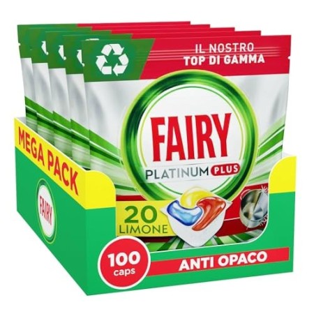 Fairy Platinum Plus Pastiglie Per Lavastoviglie, Limone, 100 Capsule