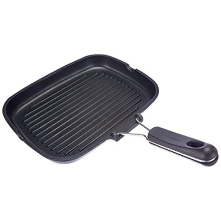 Lagostina Easy Grill, Bistecchiera Rettangolare, Antiaderente, Alluminio Pressofuso, Nero, Diametro 24 x 32 cm