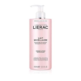 Lierac Latte Micellare Struccante Viso e Occhi Senza Risciacquo, per Tutti i Tipi di Pelle, Formato da 400 ml