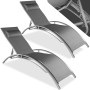 TecTake 800675 - Set di 2 Lettini Prendisole, Morbido Poggiatesta, Resistente alle Intemperie, Schienale Regolabile in 5 Posizio