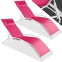 TecTake 800675 - Set di 2 Lettini Prendisole, Morbido Poggiatesta, Resistente alle Intemperie, Schienale Regolabile in 5 Posizio