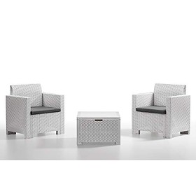 Bica 9073 Set Nebraska Salottino 2 Posti, Bianco, 155 x 150 x 79 cm