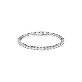 Swarovski Braccialetto Tennis Deluxe, Bianco, Placcato Rodio