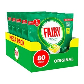 Fairy Original Tutto in Uno Limone, 80 Capsule, Pastiglie per Lavastoviglie, Efficaci Anche sul Grasso Incrostato