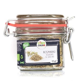 CiboCrudo Rosmarino Crudo Biologico Essiccato al Sole in Barattolo di Vetro Salva Freschezza a Chiusura Ermetica per Mantenere l
