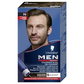 Schwarzkopf Men Perfect Colorante in Gel, Tinta Coprente Capelli Bianchi per Uomo, Risultato Naturale, Tonalità 70 Castano Scur