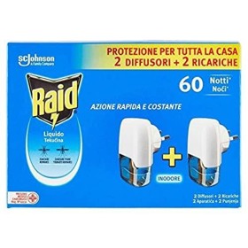 Raid Pacco Promo Liquido Elettrico Antizanzare Tigre e Comuni, Inodore, 2 Diffusori e 2 Ricariche