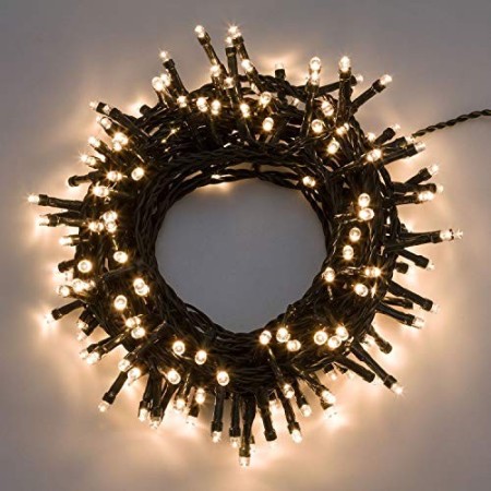 XMASKING Catena 12,5 m, 300 LED Bianco Caldo, con Giochi di Luce, Cavo Verde, luci per L'Albero di Natale, luci Natalizie