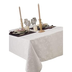 CALITEX - Tovaglia damascata Ombra, 150 x 350 cm, Colore: Bianco