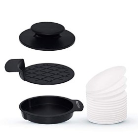 Levivo Pressa per Hamburger, 3 pz., Piastra di Pressatura, Estrazione, Contenitore Principale 50 Fogli Antiaderenti, per Prepara