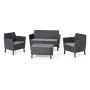 Keter Salemo Lounge Set, Set Mobili da Giardino in Rattan con Divano 2 Posti 2 Poltrone e Tavolino Porta Cuscini, Grafite