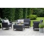 Keter Salemo Lounge Set, Set Mobili da Giardino in Rattan con Divano 2 Posti 2 Poltrone e Tavolino Porta Cuscini, Grafite