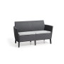 Keter Salemo Lounge Set, Set Mobili da Giardino in Rattan con Divano 2 Posti 2 Poltrone e Tavolino Porta Cuscini, Grafite