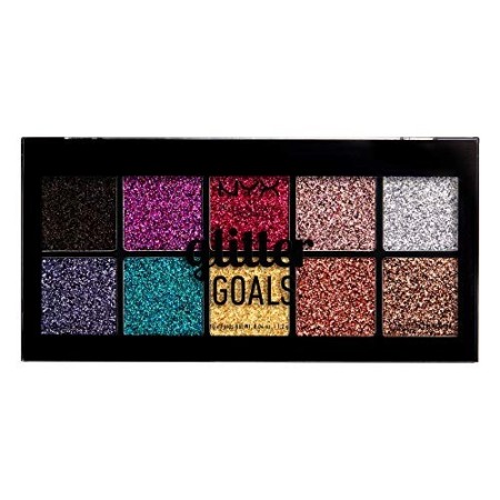 NYX Professional Make Up Glitter Goals Palette Ombretti, 10 Colori in Crema, Finish Glitter - 50 Gr