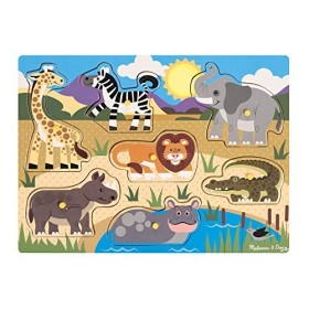 Melissa & Doug- Safari Puzzle in Legno, Multicolore, 19054