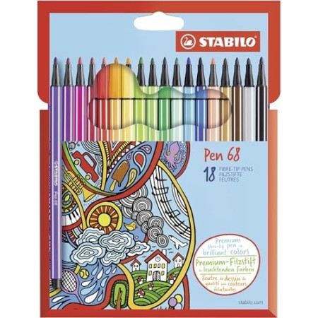 Pennarello Premium - STABILO Pen 68 - Astuccio in Cartone da 18 - Colori assortiti