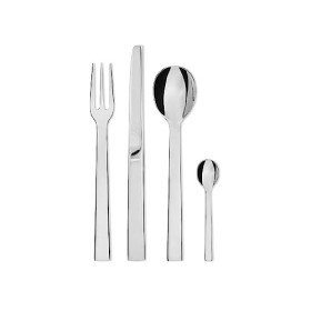 Alessi Santiago DC05S24 Servizio di Posate di Design, Acciaio, Inox, Argento (Lucido), 24 Unità