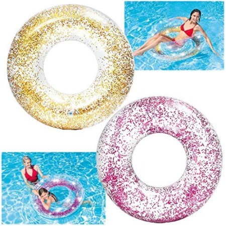 Intex 56274 Salvagente Glitter, 119 cm, Colori assortiti (Oro o Rosa)