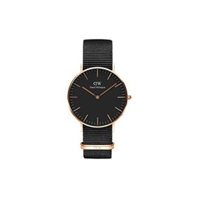 Daniel Wellington Classic Cornwall Orologio Unisex Adulto, 36mm, in NATO, Nero/Oro Rosato