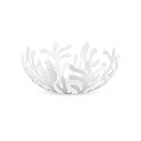 Alessi ESI01/25 W Mediterraneo Fruttiera, Acciaio Colorato con Resina Epossidica, Bianco