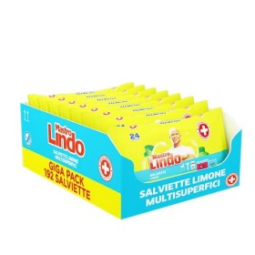 Mastro Lindo Salviette Igienizzanti Multisuperficie, 192 Pezzi (8 x 24 Salviettine), Limone, Per Tutte le Superfici, Senza Ris