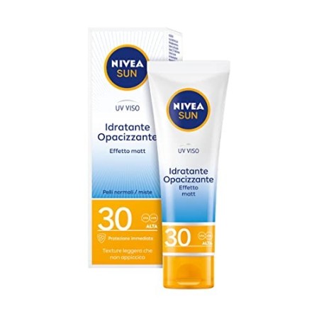 NIVEA Sun UV Viso Crema Viso Solare Idratante Opacizzante FP30 - 50 ml