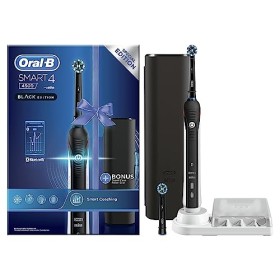 Oral-B Smart 4 4500 CrossAction Spazzolino Elettrico Ricaricabile , 1 Nero Manico Connesso, 5 Modalità tra cui Sbiancante, Dent