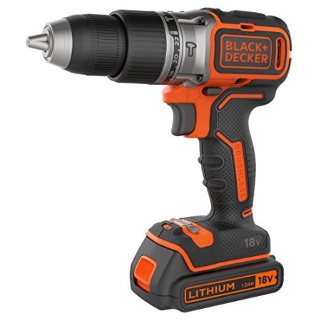 BLACK+DECKER BL188KB-QW Trapano/Avvitatore a Percussione Brushless con Doppia Batteria in Valigetta, 1.5 Ah, 27 W, 18 V, 2, 0-42