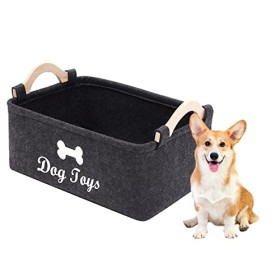 Geyecete - Cestino per Giocattoli per Cani, con Manico in Legno, Cestino portaoggetti per Giocattoli per Bambini