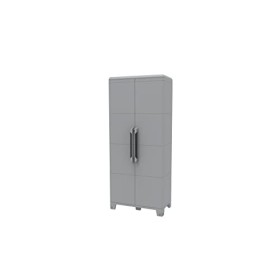 Terry 91628 Armadio Multifunzionale Alto, da Esterno Interno, Due Ante, resina, grigio, 78 x 43.6 x 184.4 cm