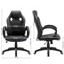 SONGMICS Poltrona Girevole in finta pelle, Adatta per uffici e gaming, Nero