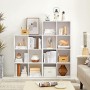 VASAGLE Libreria Scaffale Mobiletto Armadietto Mobile in Legno Pannelli di Particelle a 3 Ripiani 6 Scompartimenti Bianco LBC203