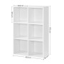 VASAGLE Libreria Scaffale Mobiletto Armadietto Mobile in Legno Pannelli di Particelle a 3 Ripiani 6 Scompartimenti Bianco LBC203