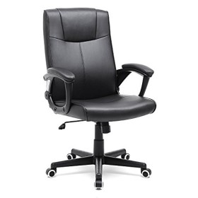 Songmics OBG32B - Sedia da Ufficio Girevole con Copertura PU Resistente all’Abrasione, Altezza Regolabile, Design Ergonomico, 