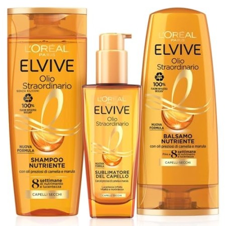 L'Oréal Paris Shampoo + Balsamo + Trattamento Olio, Box con Shampoo Nutriente, Balsamo Nutriente e Olio Sublimatore per Capelli