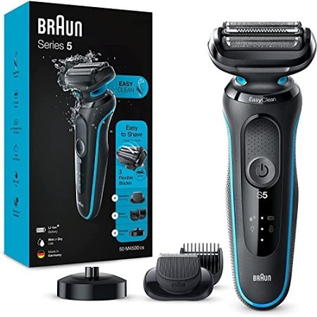 Braun Series 5 50-M4500cs Rasoio Elettrico Barba con Base di Ricarica, Regolabarba Uomo, Wet&Dry, Ricaricabile, Rasoio a Lamina 
