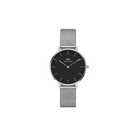 Daniel Wellington Petite Sterling Orologio Donna, 32mm, in Maglia, Argento