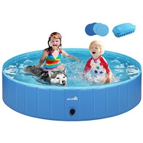 Pecute Piscina per Cani Grande e Media Piscina per Bambini,Vasca da Bagno per Cani, Vasca per Cani di PVC Pieghevole Antiscivolo
