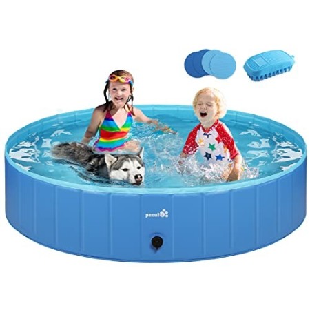 Pecute Piscina per Cani Grande e Media Piscina per Bambini,Vasca da Bagno per Cani, Vasca per Cani di PVC Pieghevole Antiscivolo