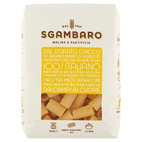 Pasta Sgambaro - Mezzi Rigatoni N. 64 - 100% Grano Duro Italiano - 4 Kg